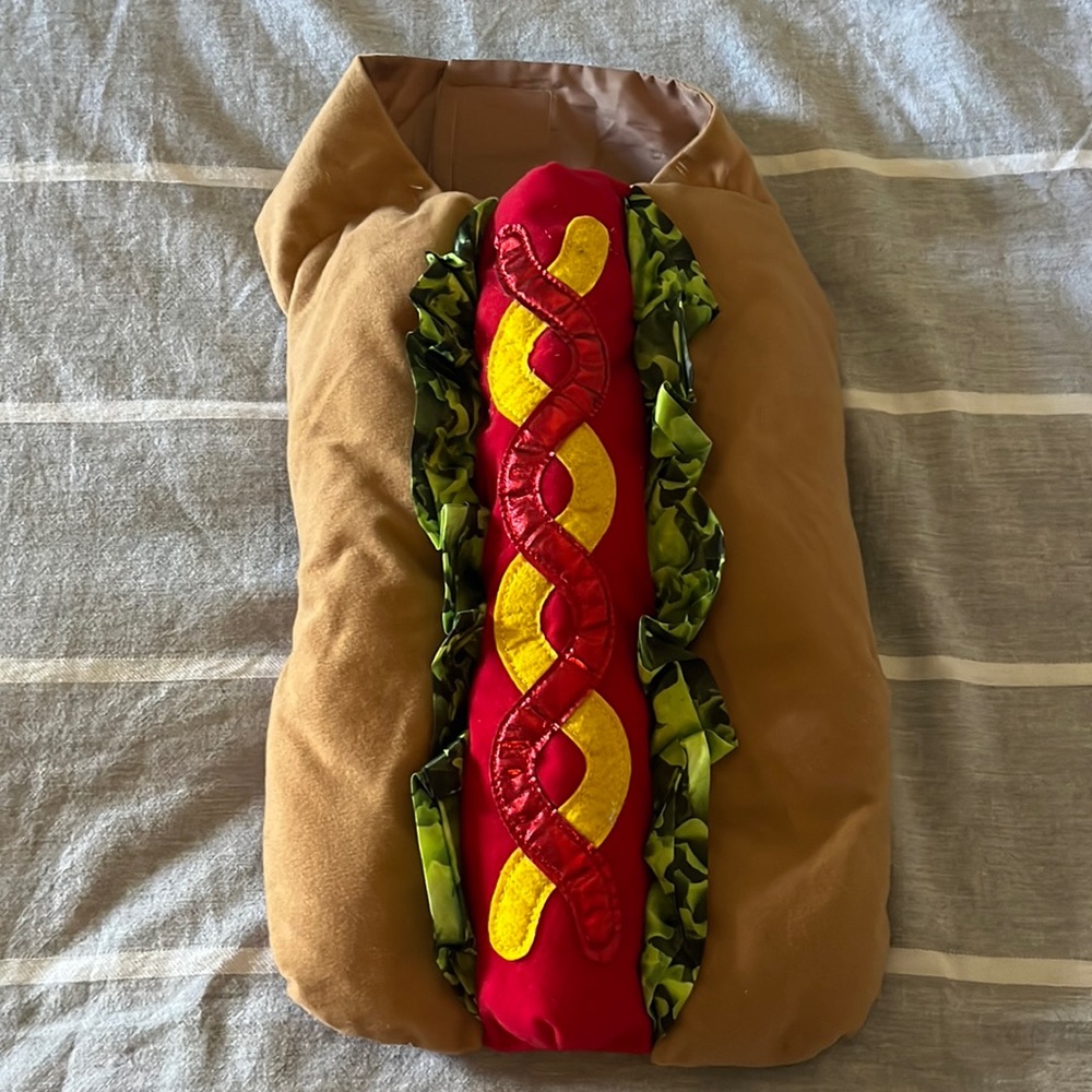 Medium size hot dog doggy costume